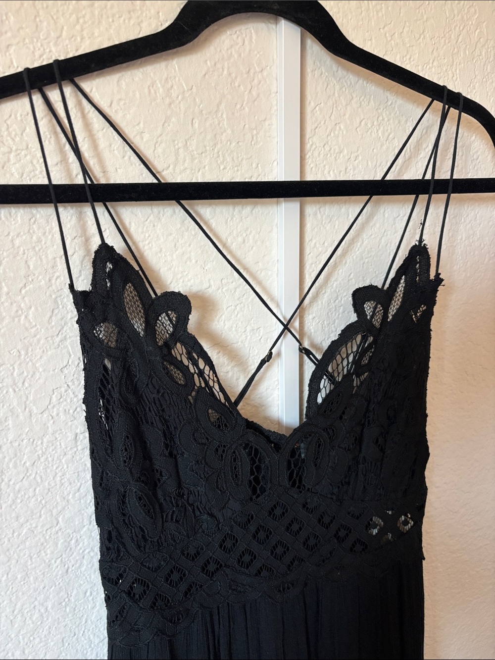 $128 NWT Free People Intimately Adella Strappy Black Lace Maxi Dress - Picture 4 of 10